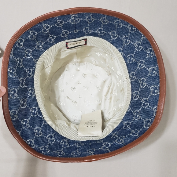 100% Authentic Gucci Canvas Bucket Hat Oscar Sz.M Denim - Picture 6 of 12